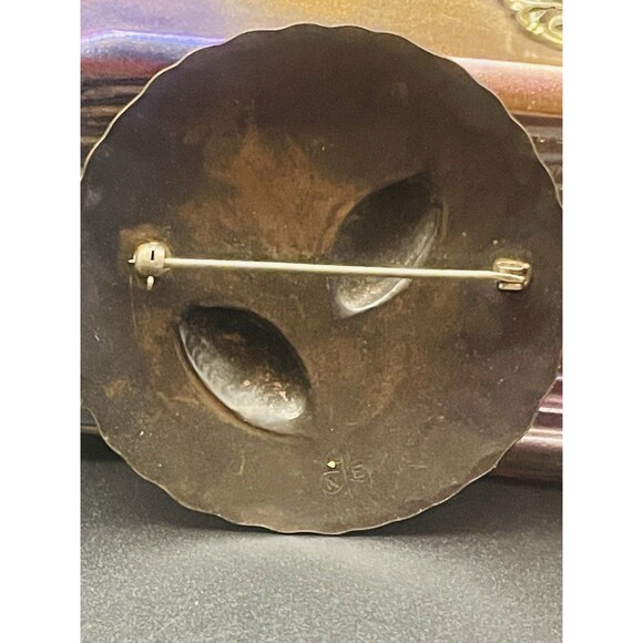 Vintage Stuart Nye Hand Wrought Copper Pine Cone Brooch Made In Asheville NC - Picture 5 of 7